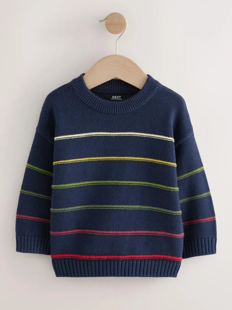Next Navy Blue Stripe Knitted Jumper (3mths-7yrs) Best