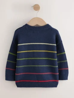 Next Navy Blue Stripe Knitted Jumper (3mths-7yrs) Best