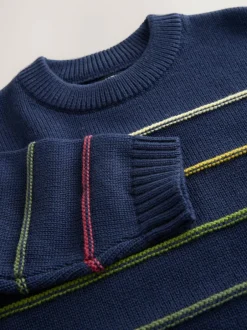 Next Navy Blue Stripe Knitted Jumper (3mths-7yrs) Best