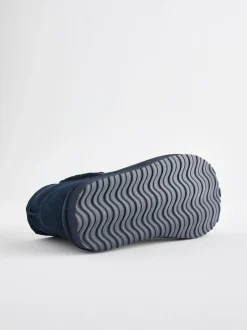 Next Suede Warm Lined Ankle Slipper Boots Navy Blue Outlet
