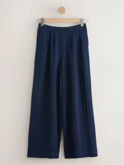 Next Superwide Pleated Trousers Navy Blue Best