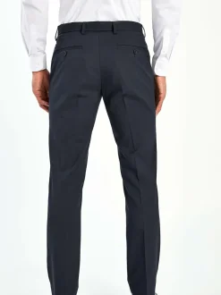 Next Tailored Fit Stretch Smart Trousers Navy Blue Sale