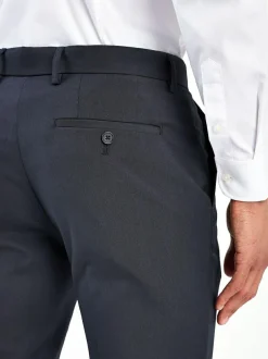 Next Tailored Fit Stretch Smart Trousers Navy Blue Sale