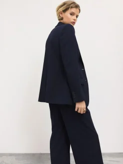 Next Tailored Single Breasted Blazer With Wool Navy Blue Discount