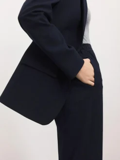 Next Tailored Single Breasted Blazer With Wool Navy Blue Discount