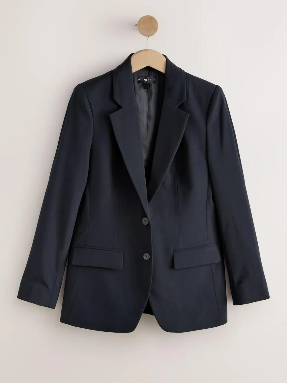 Next Tailored Single Breasted Blazer With Wool Navy Blue Discount