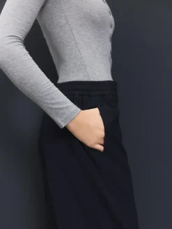 Next Tailored Wide Leg Trousers With Wool Navy Blue Clearance