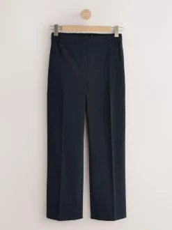 Next Tailored Wide Leg Trousers With Wool Navy Blue Clearance