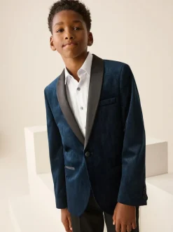 Next Textured Velvet Blazer (3-16yrs) Navy Blue Sale