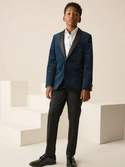 Next Textured Velvet Blazer (3-16yrs) Navy Blue Sale