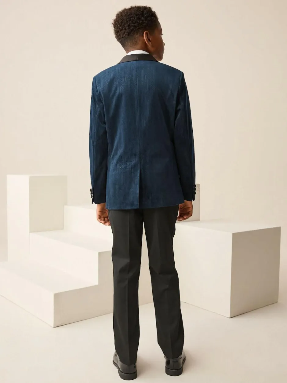 Next Textured Velvet Blazer (3-16yrs) Navy Blue Sale