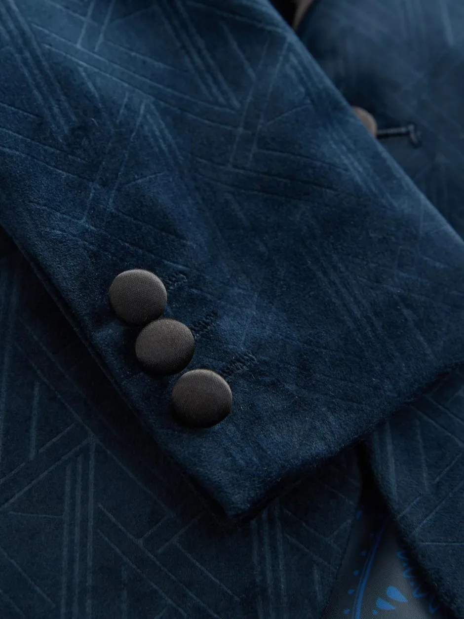 Next Textured Velvet Blazer (3-16yrs) Navy Blue Sale