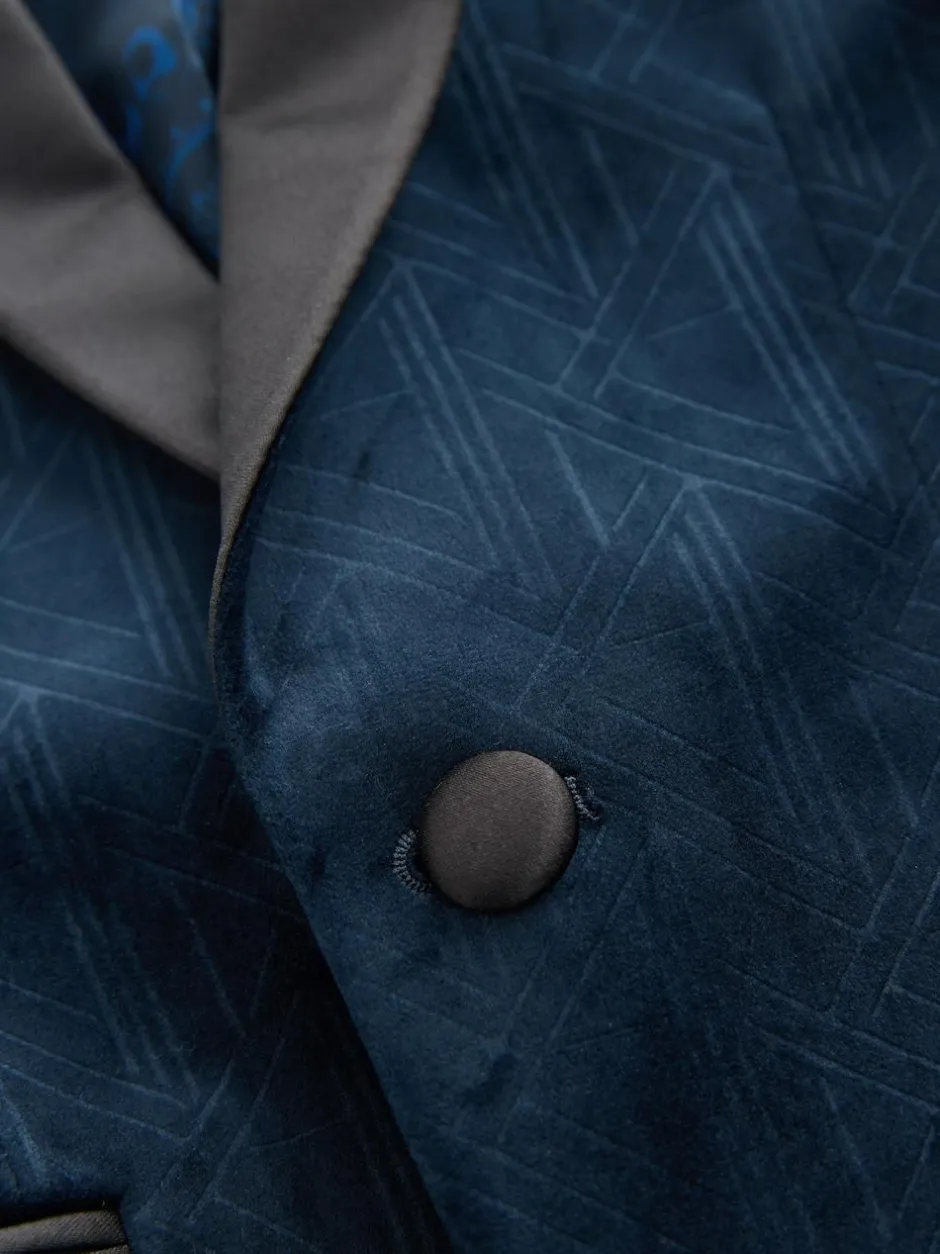 Next Textured Velvet Blazer (3-16yrs) Navy Blue Sale
