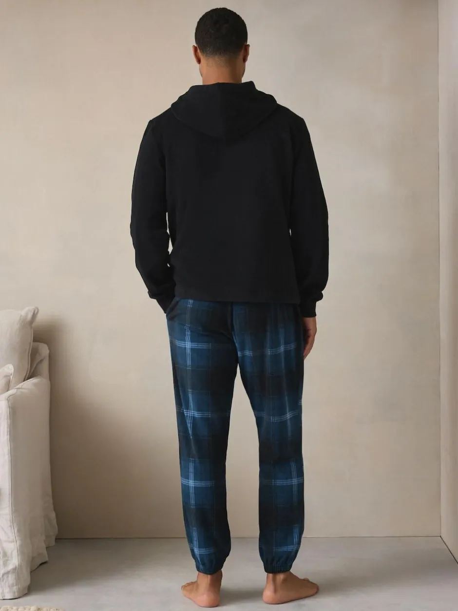 Next Navy Blue Thermal Fleece Bottoms Long Sleeve Hoodies Set Hot