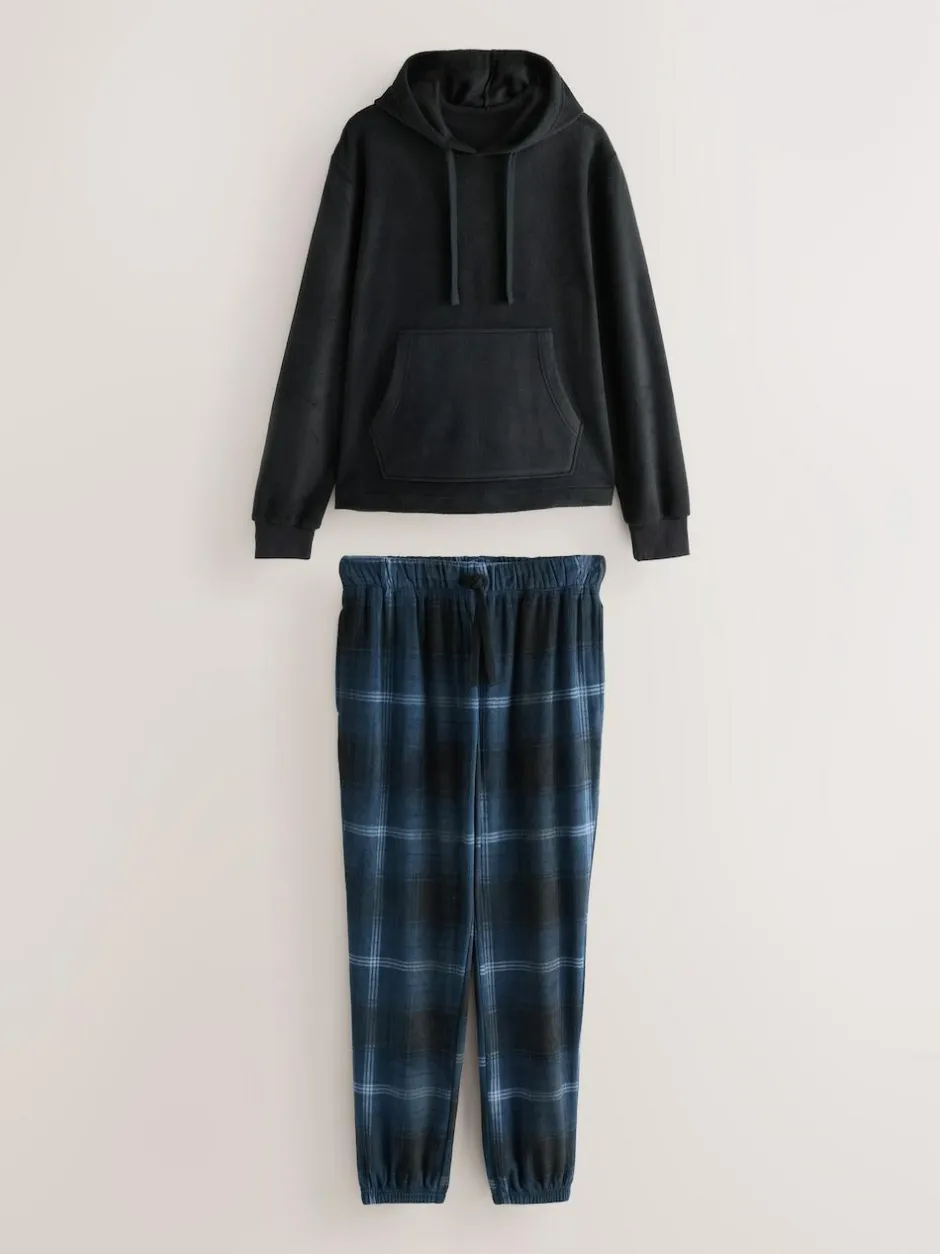 Next Navy Blue Thermal Fleece Bottoms Long Sleeve Hoodies Set Hot