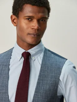 Next Trimmed Check Suit Waistcoat Navy Blue Discount