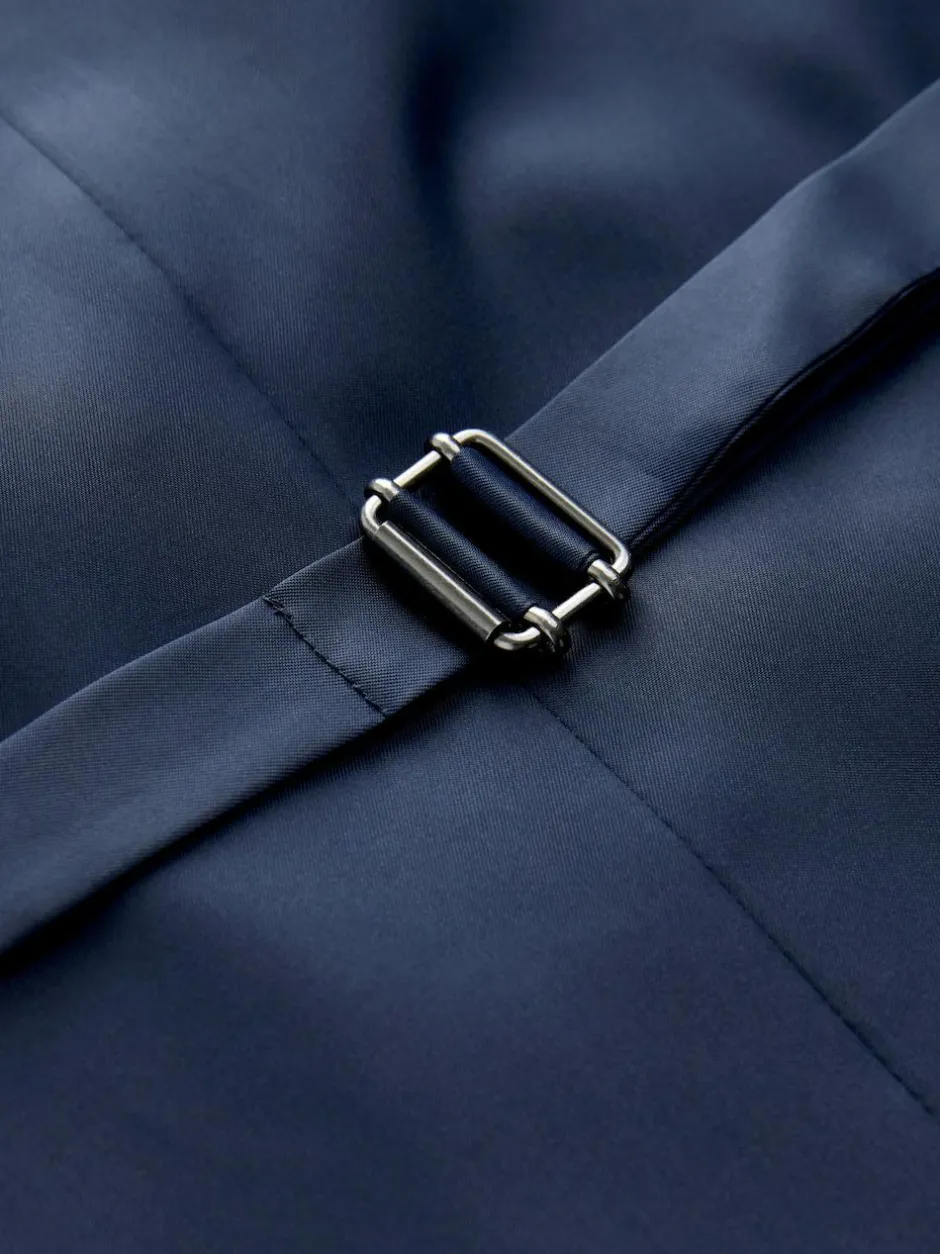 Next Trimmed Check Suit Waistcoat Navy Blue Discount