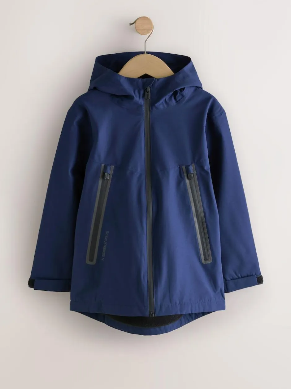 Next Navy Blue Waterproof Fleece Lined Hooded Jacket (3-16yrs) New