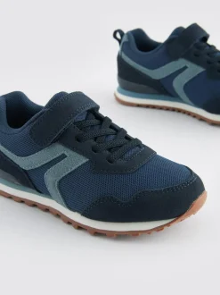 Next Wide Fit (G) One Strap Elastic Lace Trainers Navy Blue Hot