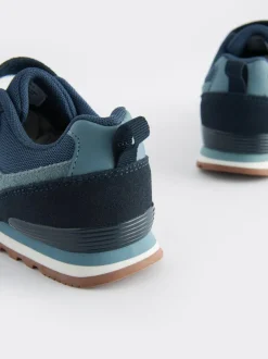 Next Wide Fit (G) One Strap Elastic Lace Trainers Navy Blue Hot