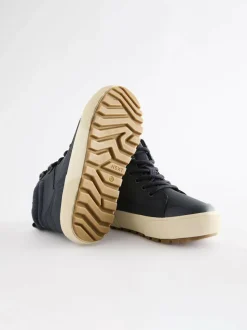 Next Wide Fit (G) Warm Lined High Top Boots Navy Blue