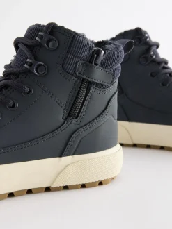 Next Wide Fit (G) Warm Lined High Top Boots Navy Blue
