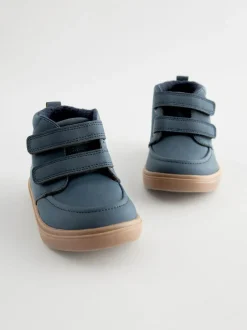 Next Wide Fit (G) Warm Lined Touch Fastening Boots Navy Blue Best