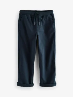 Next Wide Fit Rib Waist Pull-On Trousers (3-16yrs) Navy Blue Sale