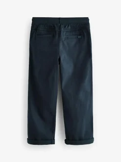 Next Wide Fit Rib Waist Pull-On Trousers (3-16yrs) Navy Blue Sale