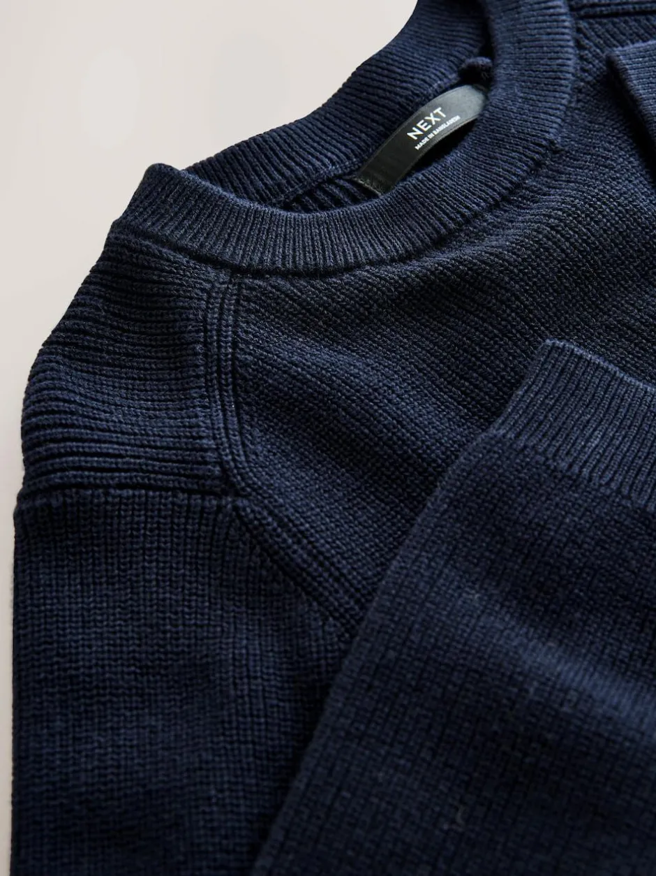 Next Navy Blue With Stag Cotton Crew Neck Knitted Jumper (3-16yrs) Best