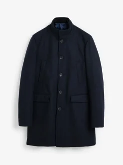 Next Wool Blend Mock Gilet Herringbone Padded Coat Navy Blue Hot