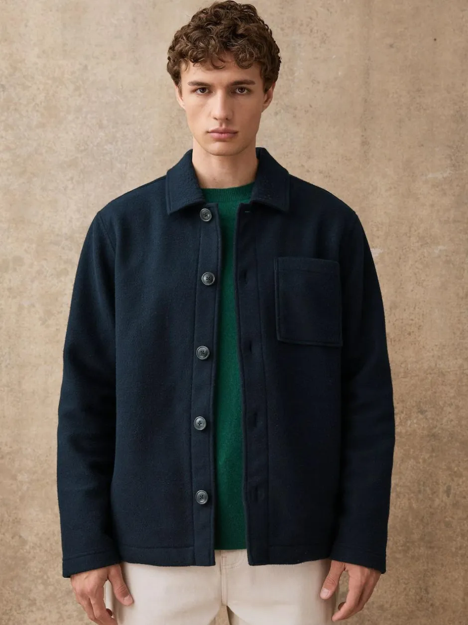 Next Wool Look Fleece Shacket Navy Blue Best
