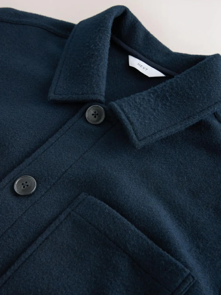 Next Wool Look Fleece Shacket Navy Blue Best