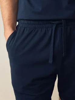 Next Navy Blue/Grey Jersey Short Pyjamas Set 2 Pack Clearance