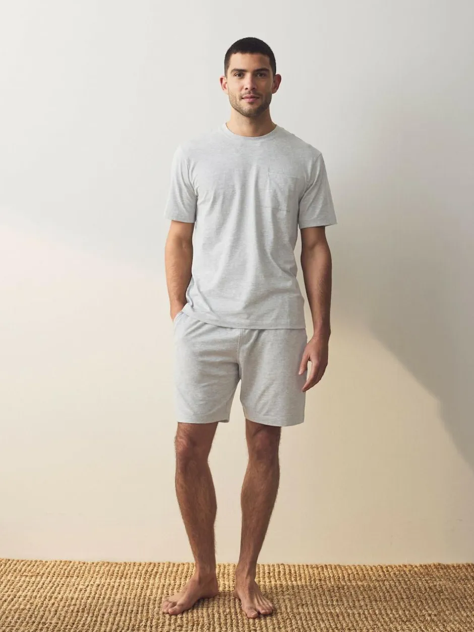 Next Navy Blue/Grey Jersey Short Pyjamas Set 2 Pack Clearance
