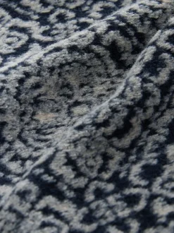 Next Full Zip Funnel Neck Fleece Navy Blue/Grey Printed Hot
