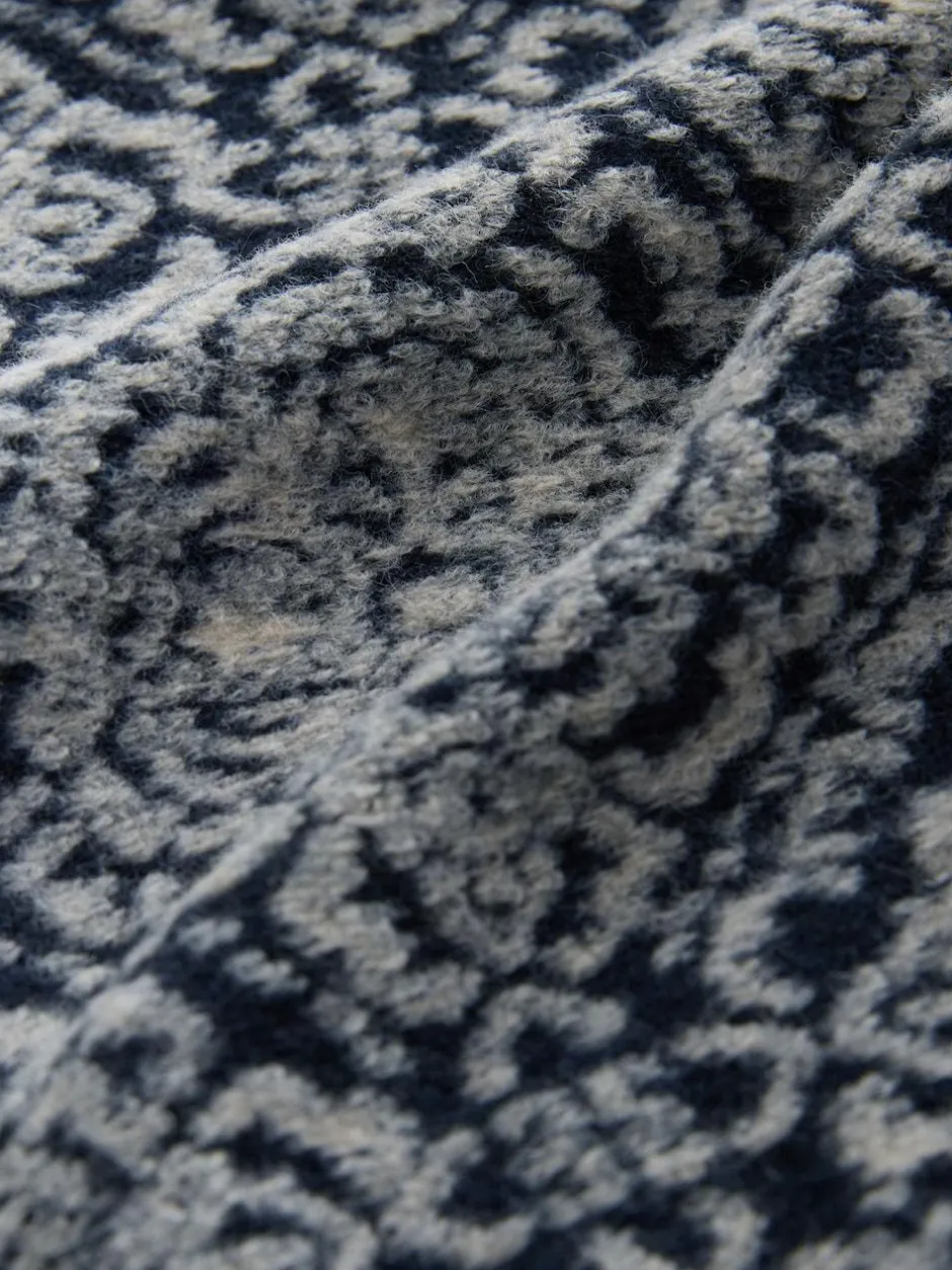 Next Full Zip Funnel Neck Fleece Navy Blue/Grey Printed Hot