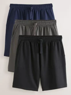 Next Loopback Soft Touch Shorts 3 Pack Navy Blue/Grey/Black Outlet