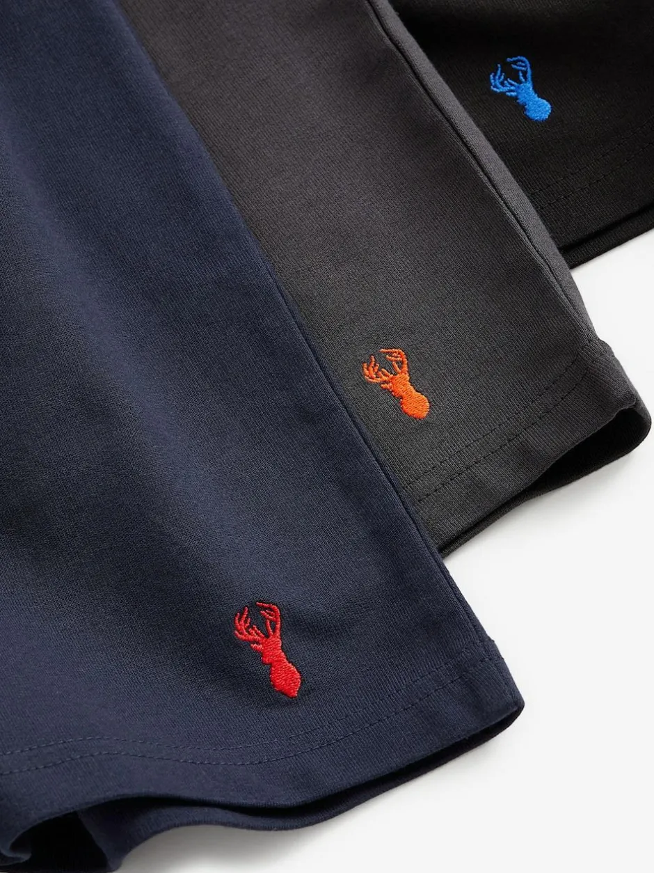 Next Loopback Soft Touch Shorts 3 Pack Navy Blue/Grey/Black Outlet
