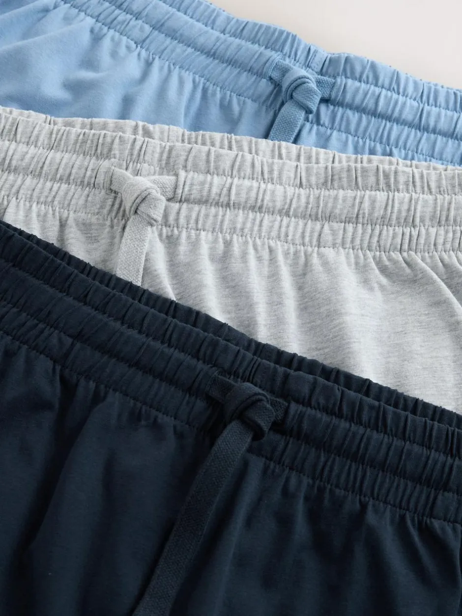 Next Jersey Pyjamas Shorts Set 3 Pack Navy Blue/Grey/Blue New