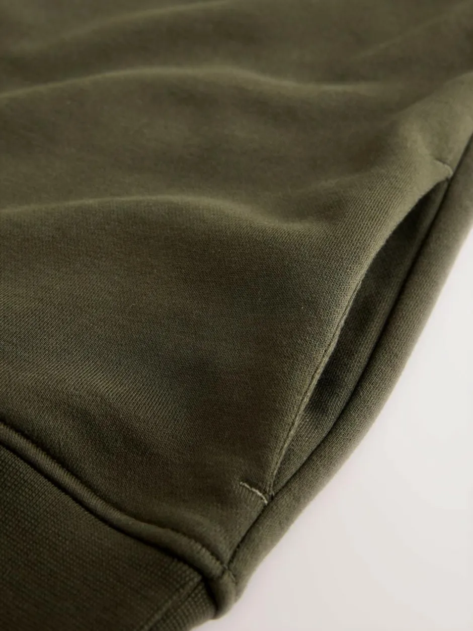 Next Navy Blue/Khaki Green 2 Pack Cotton Rich Heavyweight Jersey Quarter Zip Neck Sweatshirts Outlet