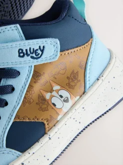 Next Navy Bluey Standard Fit (F) Touch Fastening Elastic Lace Hi Top Trainers New