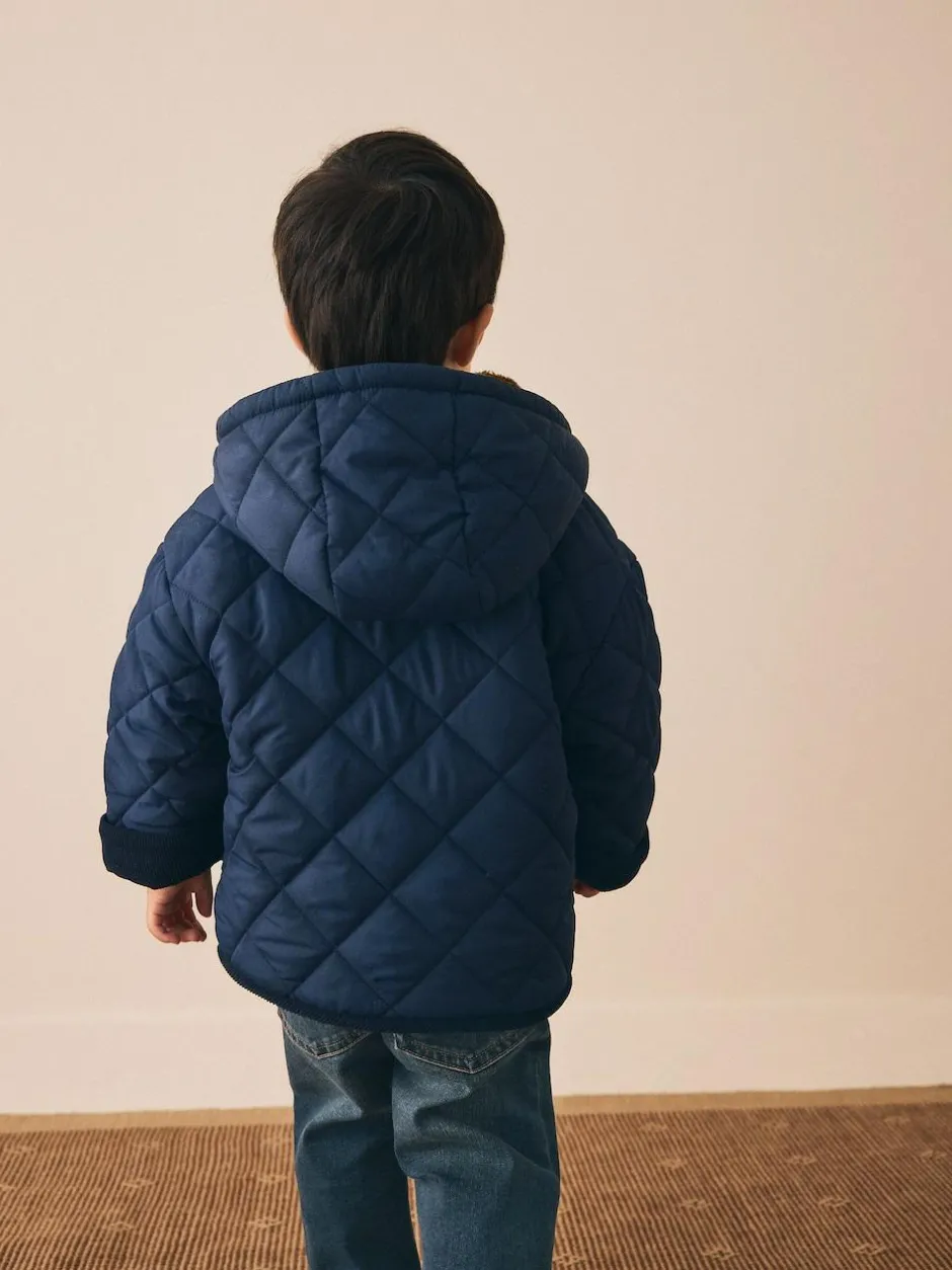 Next Borg Lined Quilted Coat (3mths-7yrs) Navy Best