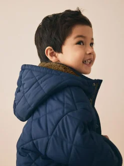 Next Borg Lined Quilted Coat (3mths-7yrs) Navy Best