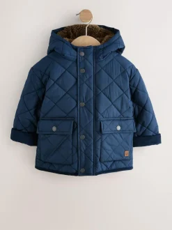 Next Borg Lined Quilted Coat (3mths-7yrs) Navy Best