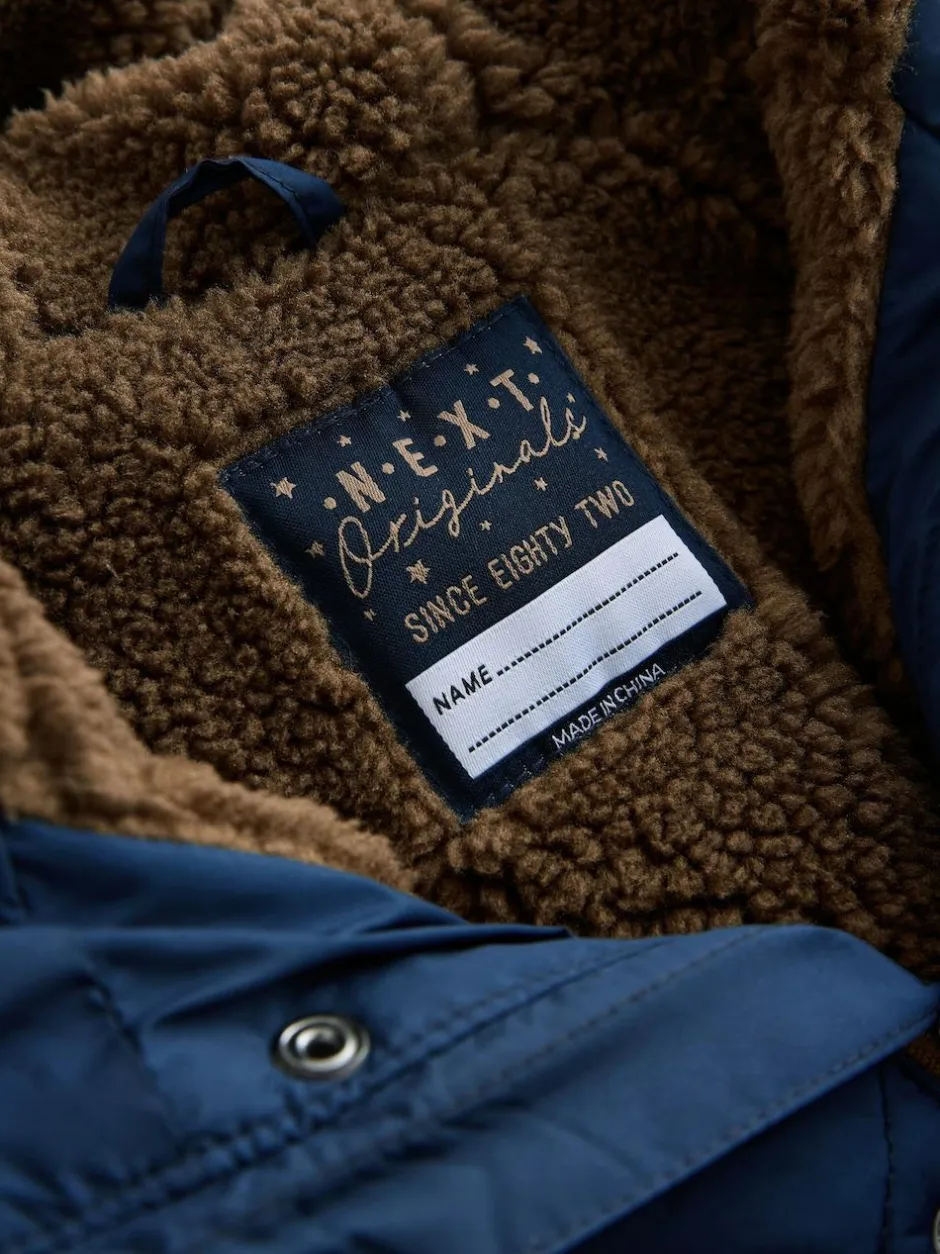 Next Borg Lined Quilted Coat (3mths-7yrs) Navy Best
