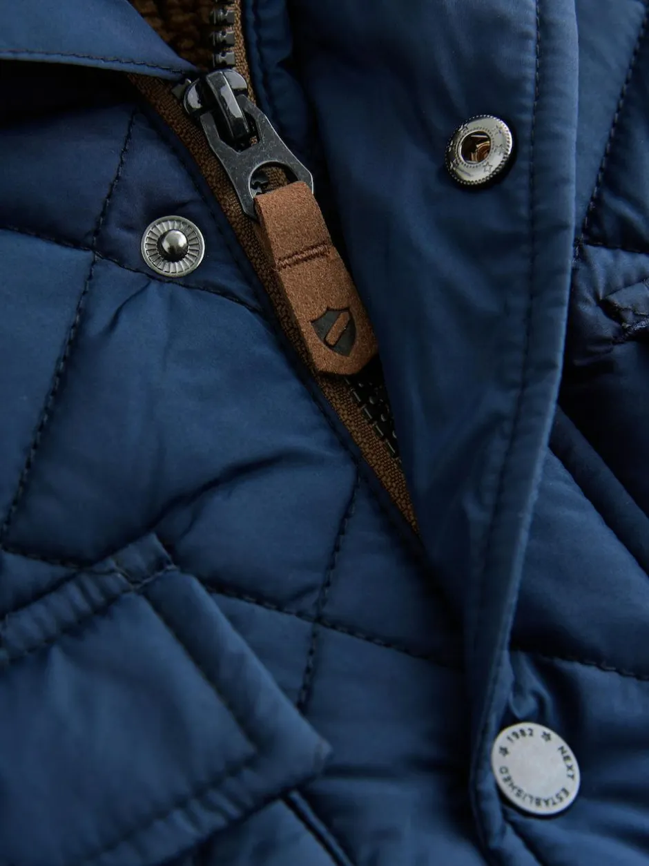 Next Borg Lined Quilted Coat (3mths-7yrs) Navy Best
