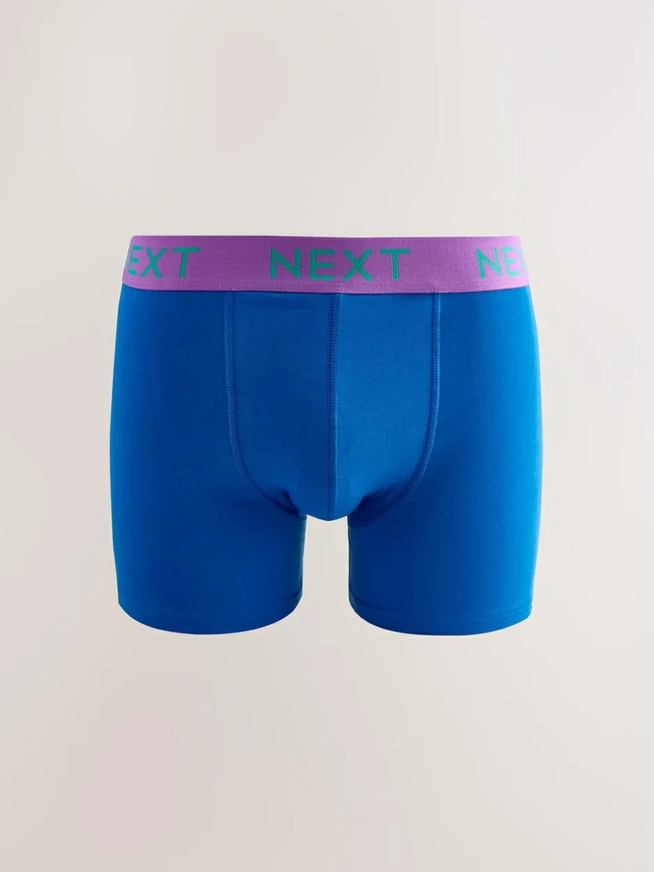 Next 10 pack Cotton Rich Trunk Boxers Navy Bright Purple/ Orange Waistbands Online