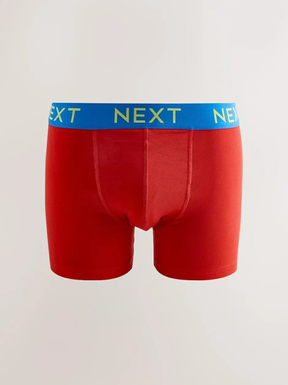 Next 10 pack Cotton Rich Trunk Boxers Navy Bright Purple/ Orange Waistbands Online
