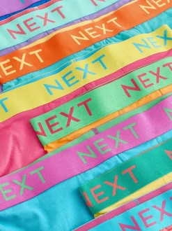 Next 10 pack Cotton Rich Trunk Boxers Navy Bright Purple/ Orange Waistbands Online